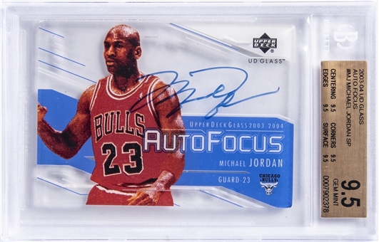 2003-04 UD Glass "Auto Focus" #MJ Michael Jordan Signed Card – True Gem Example – BGS GEM MINT 9.5/BGS 10